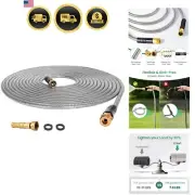Garden Hose Water Hose No-Kink Flexible Lightweight Metal Hose with Brass Nozzle