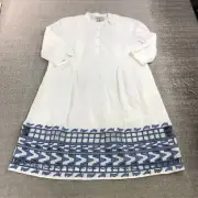 Sea New York Dress Womens 8 Shirt Dress Lined Blue White Button Front Casual