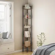 Narrow Corner Shelf Stand 5 Tier 66.5" Industrial Corner Ladder Shelves with