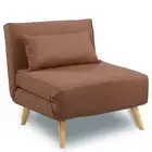 NNEDPE Sarantino Adjustable Chair Single Sofa Bed Faux Linen - Brown