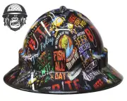 Custom Hydrographic Safety Hard Hat GONE FISHING PRO CHOICE WIDE BRIM