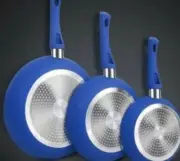 Shineuri ~ 11" Fry Pan ~ Royal Blue ~ Aluminum ~ Non Stick Frying Pan ~ W/Lid