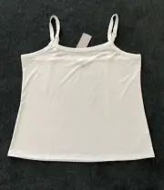 LIZ JORDAN: Size: 14. Quality Slinky WHITE Cami Singlet & Wide Adjustable Straps