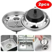 2 Pack Kitchen Sink Basket Strainer Stainless Steel Drain Plug Drain Accessories