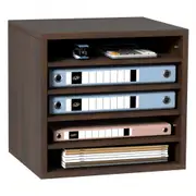 VEVOR Wood Literature Organizer Adjustable File Sorter 5 Compartments Brown
