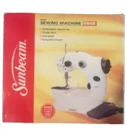 NEW Sunbeam SB08 White MINI SEWING MACHINE Double Stitch, Dual Speed, Foot Pedal