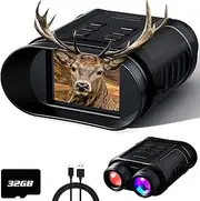 WONGKUO Night Vision Goggles - 5W Upgraded 4K HD IR Binoculars - 8X Digital Zoom, Rechargeable Binoculars with Camera Built in, 32GB Card to Save Photos and Videos, Flashlight for Camping Hunting