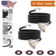 2 Pack 15Ft 3-Outlet Extension Cords - Waterproof & Lighted End for Safety