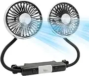 USB Car Rear Seat Fan - Dual Head Cooling Car Fans,3 Speeds and 360 Degree Rotatable Adjustable Dual Head Clip Fan for Vehicles Rv Suv Truck
