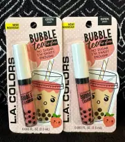2pk LA COLORS LIPGLOSS BUBBLE TEA PEACH FLAVOR SCENTED C37274 FULL LIP GLOSS LOT
