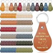 Equsion 120 Pcs Christian Keychain Bulk Religious Keychain Inspirational Bible Verse Key Chains Inspirational Quote Key Chains Scripture Keyrings Leather for Church Party Favor Gifts