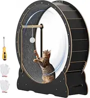 Advwin Cat Exercise Wheel for Indoor Cats, 2 in 1 Cat Running Wheel with Teaser, 100cm Cat Treadmill Wheel with Locking Mechanism - Cat's Weight Loss and Health