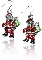 [Whimsical Gifts] Handpainted Christmas Charm Earrings Collection | Handmade in USA | Antique Gold or Silver Finish | French Wire Hooks | Lead-free Pewter