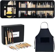 TEMONTIAN Pottery Tool Kit，Clay Sculpting Tools,43 Pcs Double Sided Pottery W...