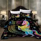 Colorful Unicorn Quilt Doona Duvet Covers Set Single/Double/Queen Size Bedding