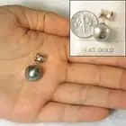 14k Yellow Gold Tunnel & Diamond Baroque Tahitian Pearl Pendant