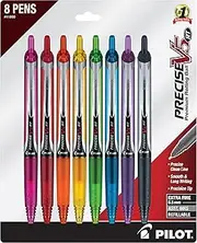 PILOT Precise V5 RT Extra-Fine Premium Retractable Rolling Ball Pens, 0.5mm, Assorted Colors, 8 Count (11890)