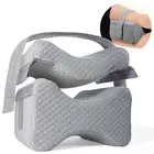 Knee Pillow w/Strap - New 3-Level Contour Memory Foam Leg Separator & Side Sl...
