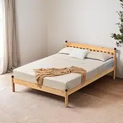 Furb Double Bed Frame Wooden Bed Base with Headboard Solid Pine Wood Platform Bed for Home Bedroom Furniture