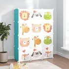 vidaXL Cube Storage Cabinet for Kids with 12 Cubes Green PP BMG