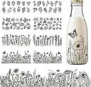 GOMAKERER 10 Sheets UV DTF Cup Wraps for 16 Oz Cup, 10 Styles Flower UV DTF Cup Wrap Transfer Stickers Waterproof Transfer Stickers for Glass Cups Wood Crafts