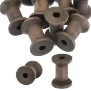 20Pcs Wooden Empty Spools 1.2" x 0.8" Sewing Thread Spool Dark Brown