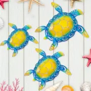 Kggetr Metal Sea Turtle Wall Art Decor,Set of 3 Beach Ocean Themed Turtle-A