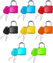 [Okoro] Click to Open expanded View 8PCS Suitcase Locks with Keys, Small Luggage Padlocks Metal Padlocks Mini Keyed Padlock for School Gym Classroom Matching Game (8 Colors)