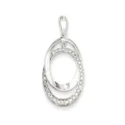 14K White Gold Diamond Oval Pendant