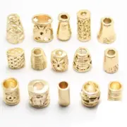 20pcs Cylinder Metallic Rope Stopper Gold Color Cord Lock Apparel DIY Accessory
