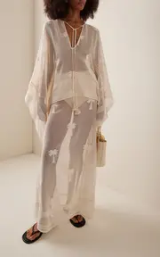 [Johanna Ortiz] Fair Winds Embroidered Cotton Midi Skirt