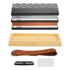 Knife Sharpening Stone Set, Double-Sided 400/1000 3000/8000 Whetstone Kit