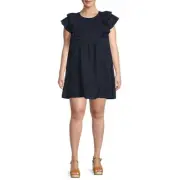 Terra & Sky Womens Plus Size Woven Eyelet Dress 3X