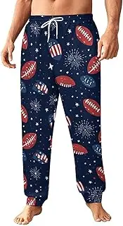 [Generic] Men's Sweatpants, Indigo Football and Stars Design-53, Polyester Joggers, Sweatpants Jogging Pants for Workout Running