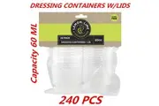 240 x 60ml Plastic Dressing Dipping Sauce BPA Free Mini Container With Lids Takeaway