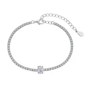 ANYCO Bracelet Stackable Adjustable S925 Clear White Pendant Sterling Silver 18K Gold Plated Cuban Chain Bracelets Women
