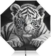 [PDZRMY] Big Cat Blue Eyes UV Protection Travel Umbrella Compact for Rain and Sun - Auto Open and Close UPF 50+ Windproof Portable 46” Sun Umbrella for Women and Men