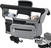 Stroller Storage Bag, Large Capacity Stroller Bag Attachment Stroller Organizer Bags, Portable Stroller Diaper Bag Stroller Accessory Bag for Bottles Diapers Wipes