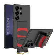 Wigento For Samsung Galaxy S25 Ultra GKK Thin Case Bracelet Holder Black