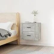 Wall-Mounted Bedside Cabinet, Concrete Grey Floating Storage Locker Unit, 50x36x47 cm Modern Engineered Wood Nightstand with Shelves for Bedroom Cabinets & Lockers