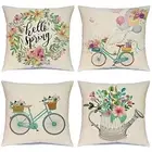 Spring Pillow Covers 18x18 Spring Decorations Set of 4 Decorative Pillow Cases