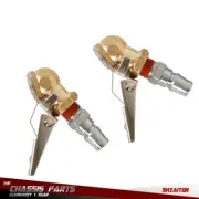 2Pcs Air Tyre Chuck Ball Tire w/Valve Stem Lock On Clip Inflator Steel Fitting