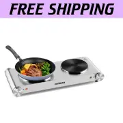 Stainless Steel Electric Hot Plate - 2 Burners, Safety Features, Easy Cleanup