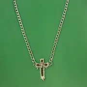 Titanium Steel Link Chain Cross Necklace for Men Women,Unisex Hip Hop Necklace