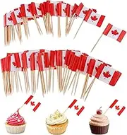 Flag Toothpicks 100PCS Mini Canada Flags On Sticks Food Flags Toothpick Cupcake Toppers Mini Cocktail Stick Flag Decor for Independence Day Party Bar, Mini Flags On Sticks