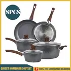 8PCS Non-stick Frying Pan Cookware Set Frypan Casserole Saucepan Pot Cooking AU