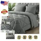 Luxurious King Size 7-Piece Comforter Set in Light Grey - All-Season Bedding