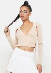 Beige Maybe It's Fate Cutout Top