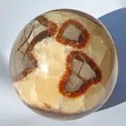 Septarian Agate Sphere Honey Calcite CRYSTAL BALL Madagascar 2.6 in 65mm 390g