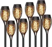 Xmart 12 LED Solar Lights Outdoor Upgraded 8Pack,IP65 Waterproof Solar Torch Light with Flickering Flame, Solar Tiki Torches Decoration Lights, for Path Yard Garden